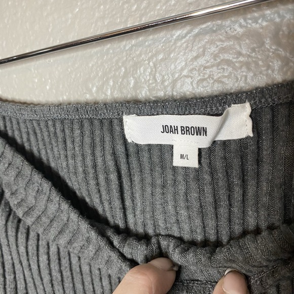 Joah Brown Ribbed Side Slit Midi Skirt Gray Size M/L - Picture 4 of 5